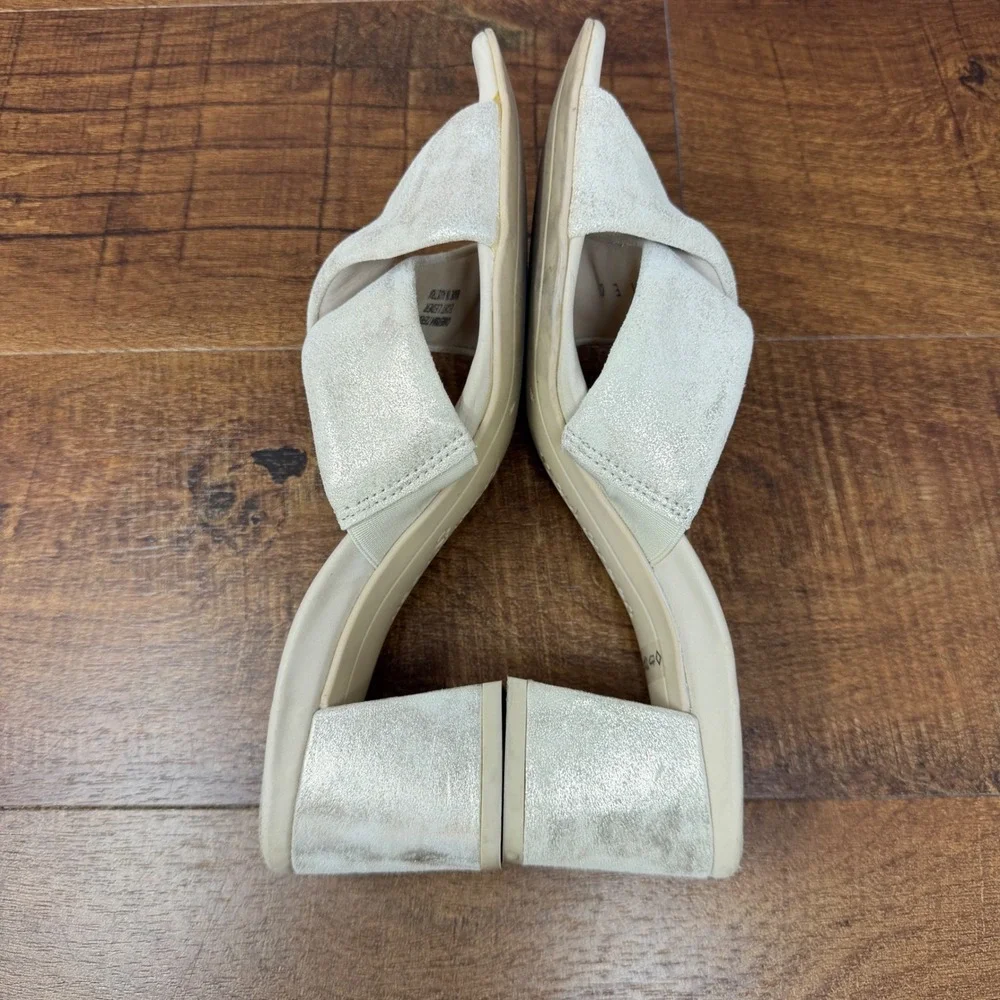 Paul Green Lauren Sandal-Mineral Metallic-Suede Cross Strap Block Heel Sz4/US6.5